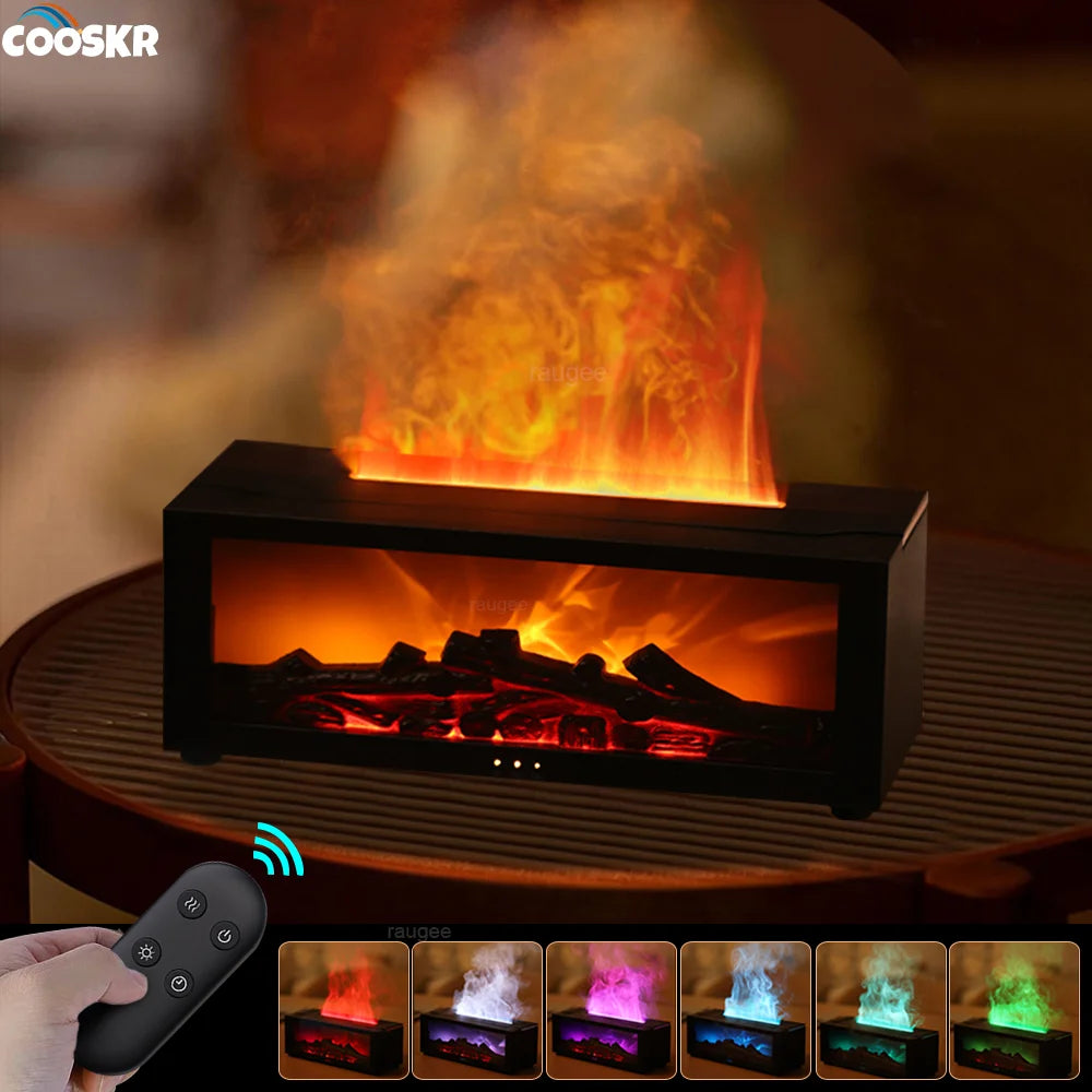 Cooskr Flame Aroma Humidifier & Essential Oil Diffuser with LED Light